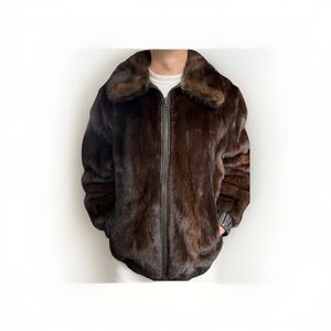 Vintage Mano Swartz Reversible Beaver‎ Fur & Leather Bomber Jacket No Size